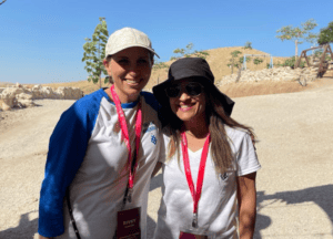 Two women smiling